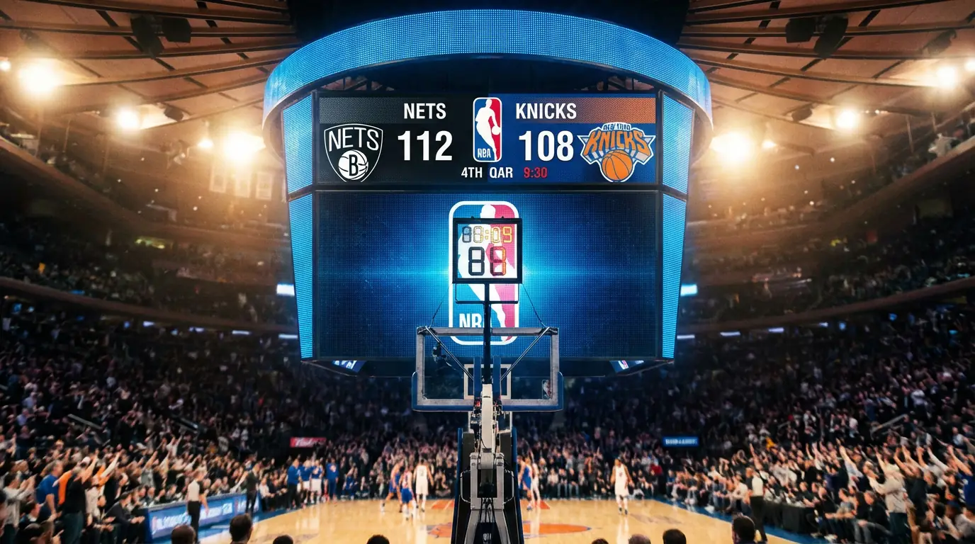Tableau d'affichage NBA montrant un score élevé lors d'un match de basket